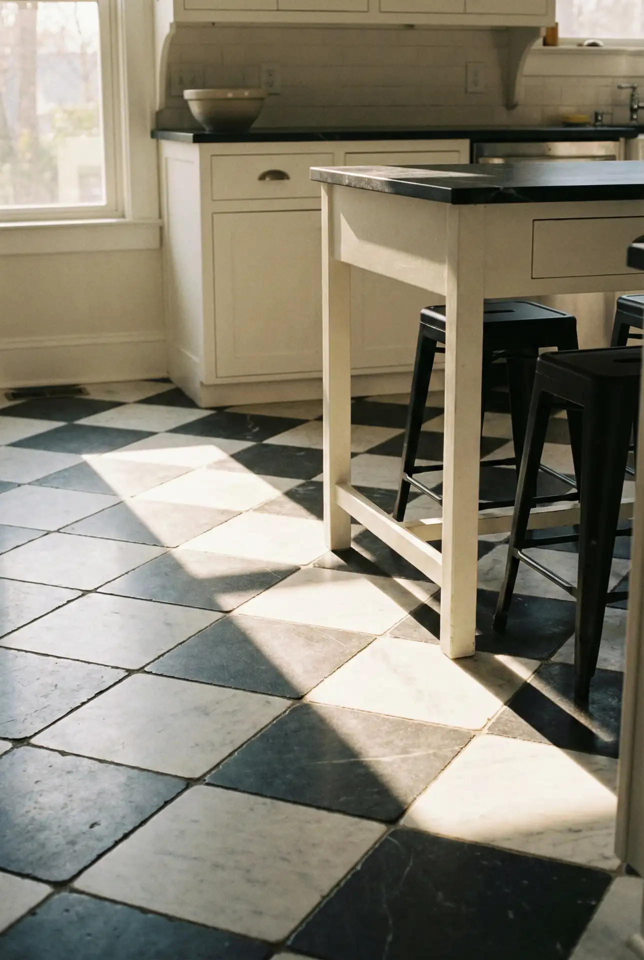 Checkerboard Floor Tiles With A Soft Modern Twist 1