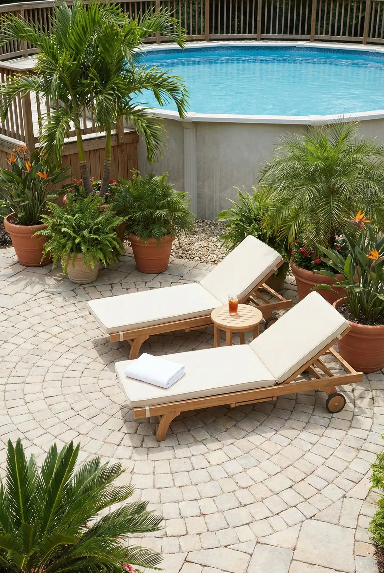 Circle Patio Near The Pool With A Relaxed Lounge Layout 1
