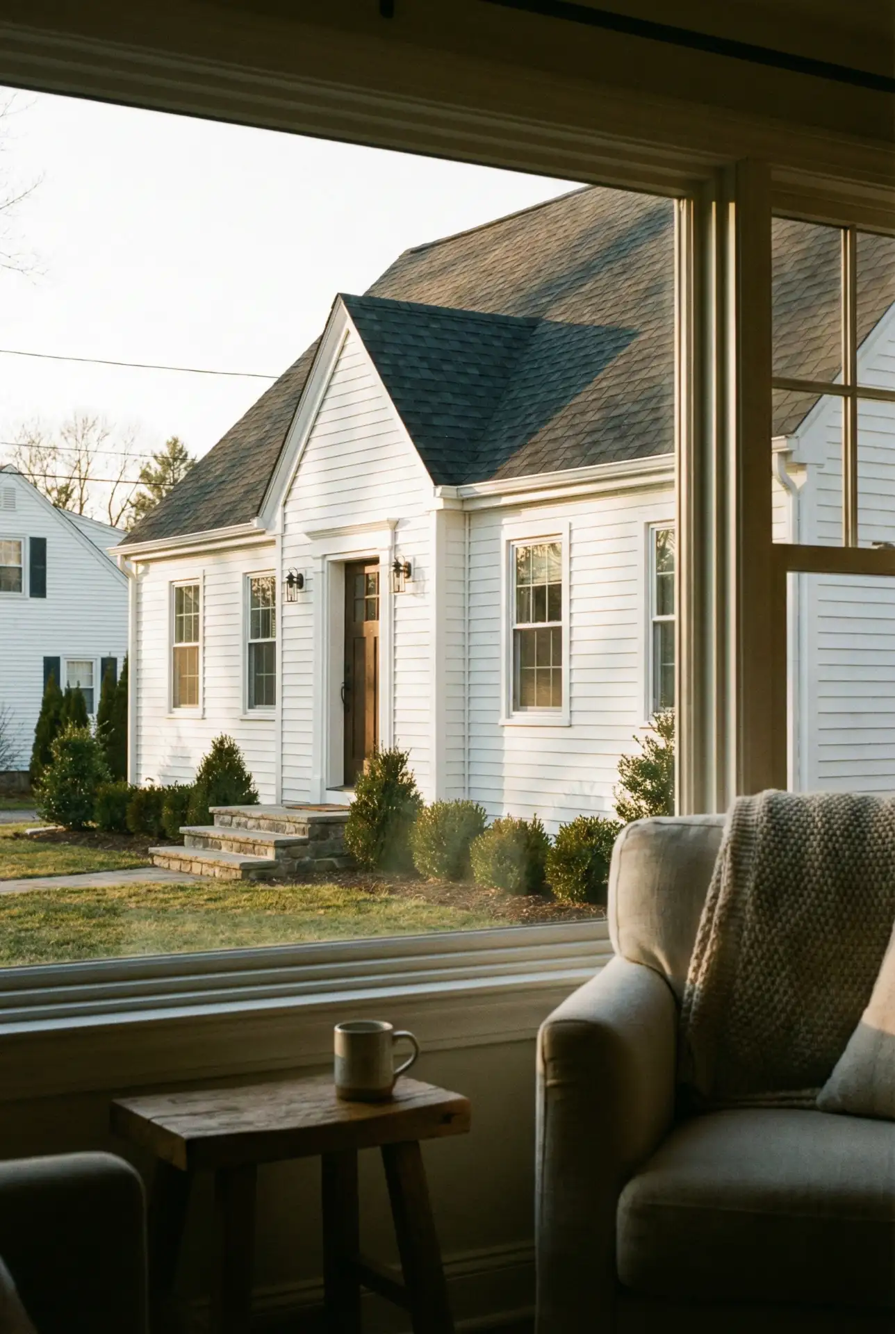 Classic White With Antique Stone And Dark Roof Drama 2