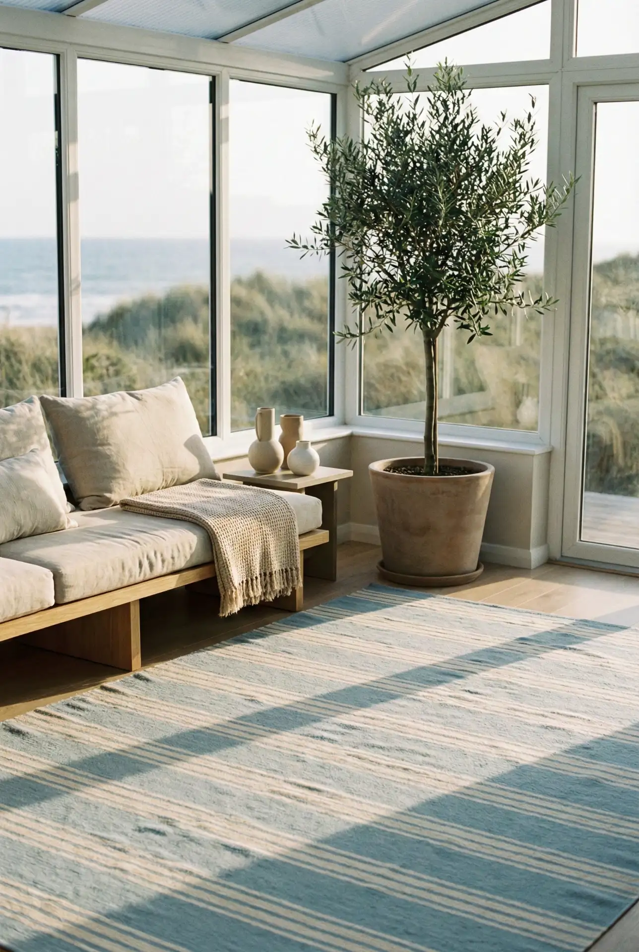 Coastal Apartment Glass Corner Lounge 1