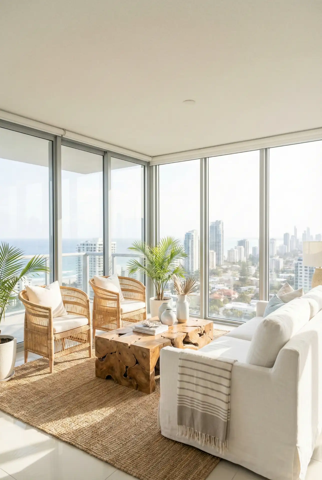 Coastal Apartment Glass Corner Lounge 2