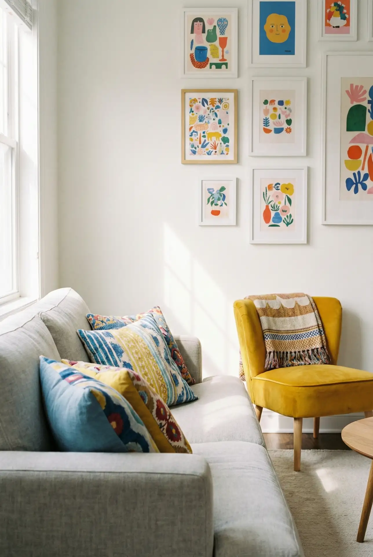Colorful Cute Mix With A Grey Couch As The Quiet Anchor 2