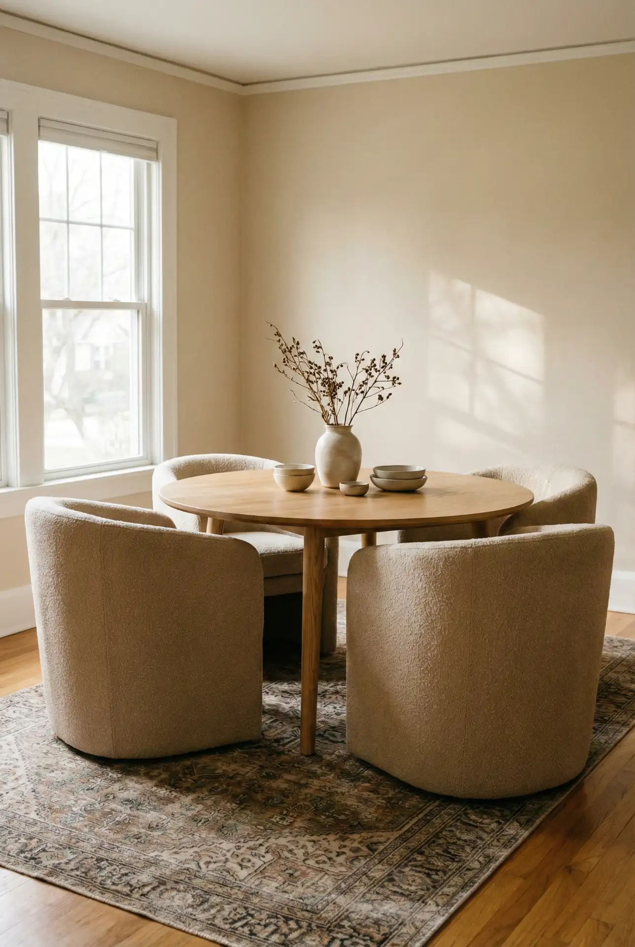 Comfy Upholstered Chairs With Soft Curves For Long Linger At The Table Meals 1