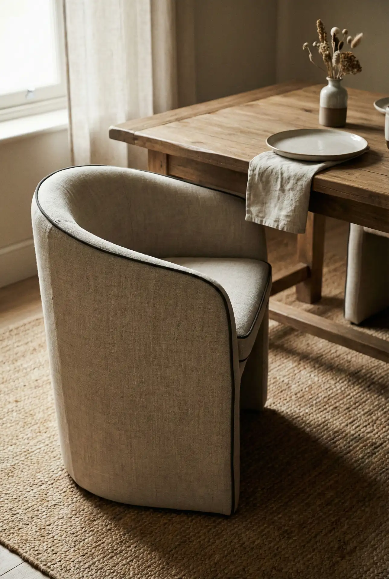 Comfy Upholstered Chairs With Soft Curves For Long Linger At The Table Meals 2