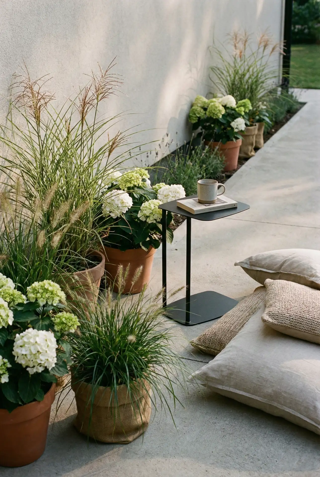 Concrete Patio Softened With Green Borders 1