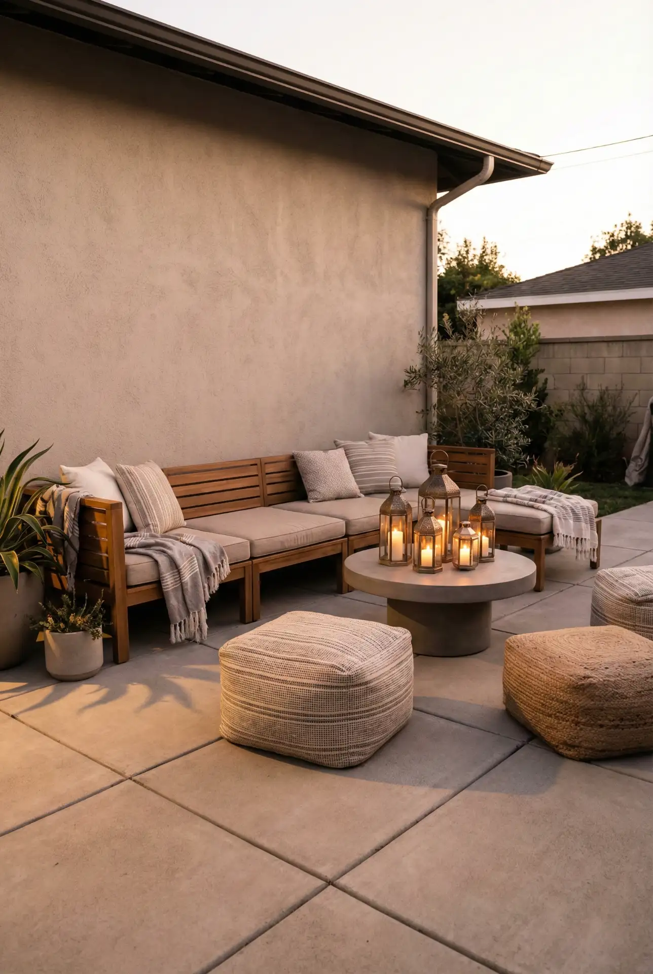 Concrete Patio With Modular Seating For Big Groups 1