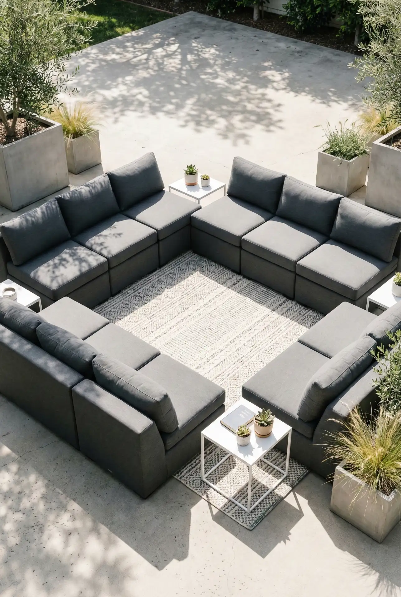 Concrete Patio With Modular Seating For Big Groups 2
