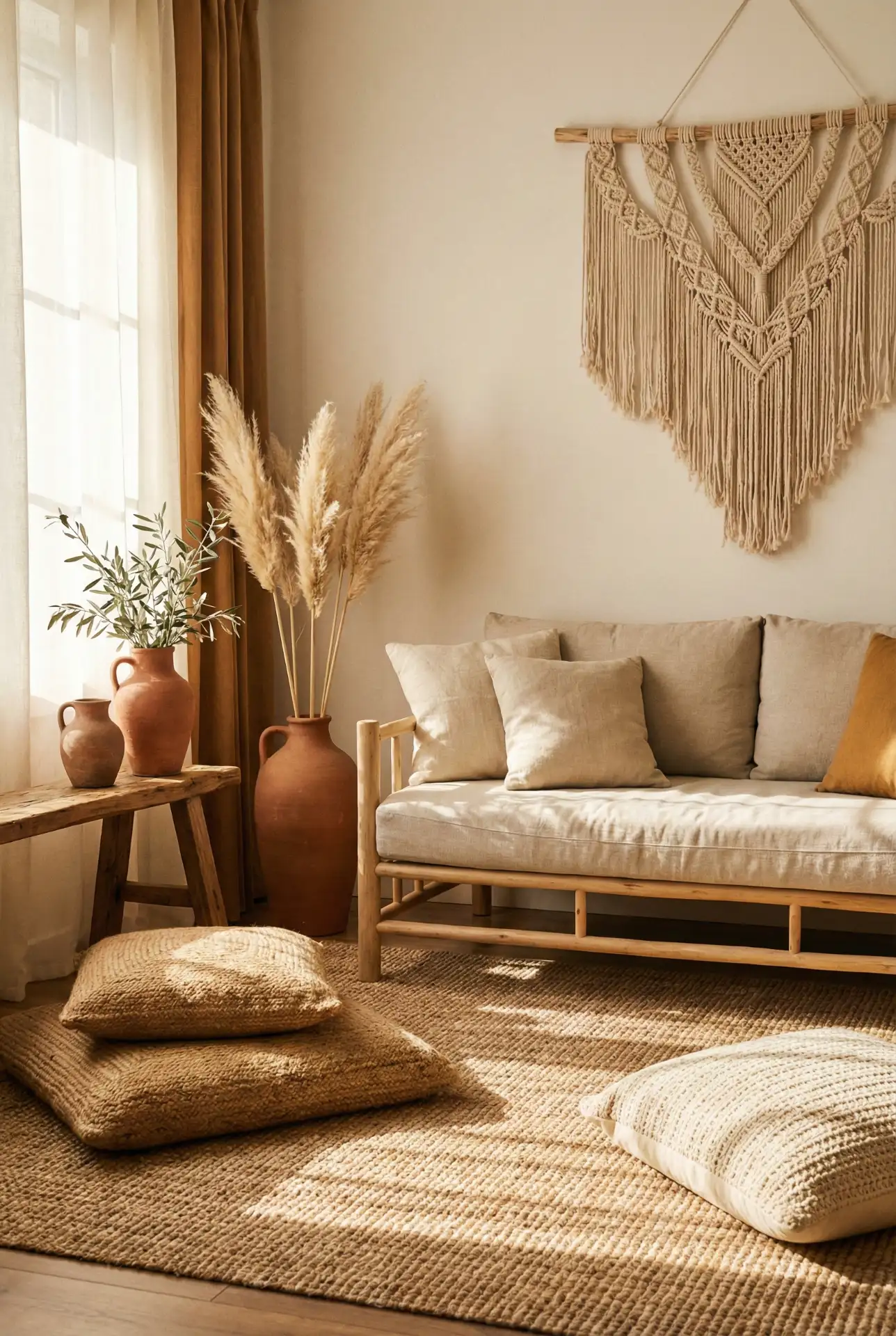Cozy Boho Minimalist Apartment Lounge 1