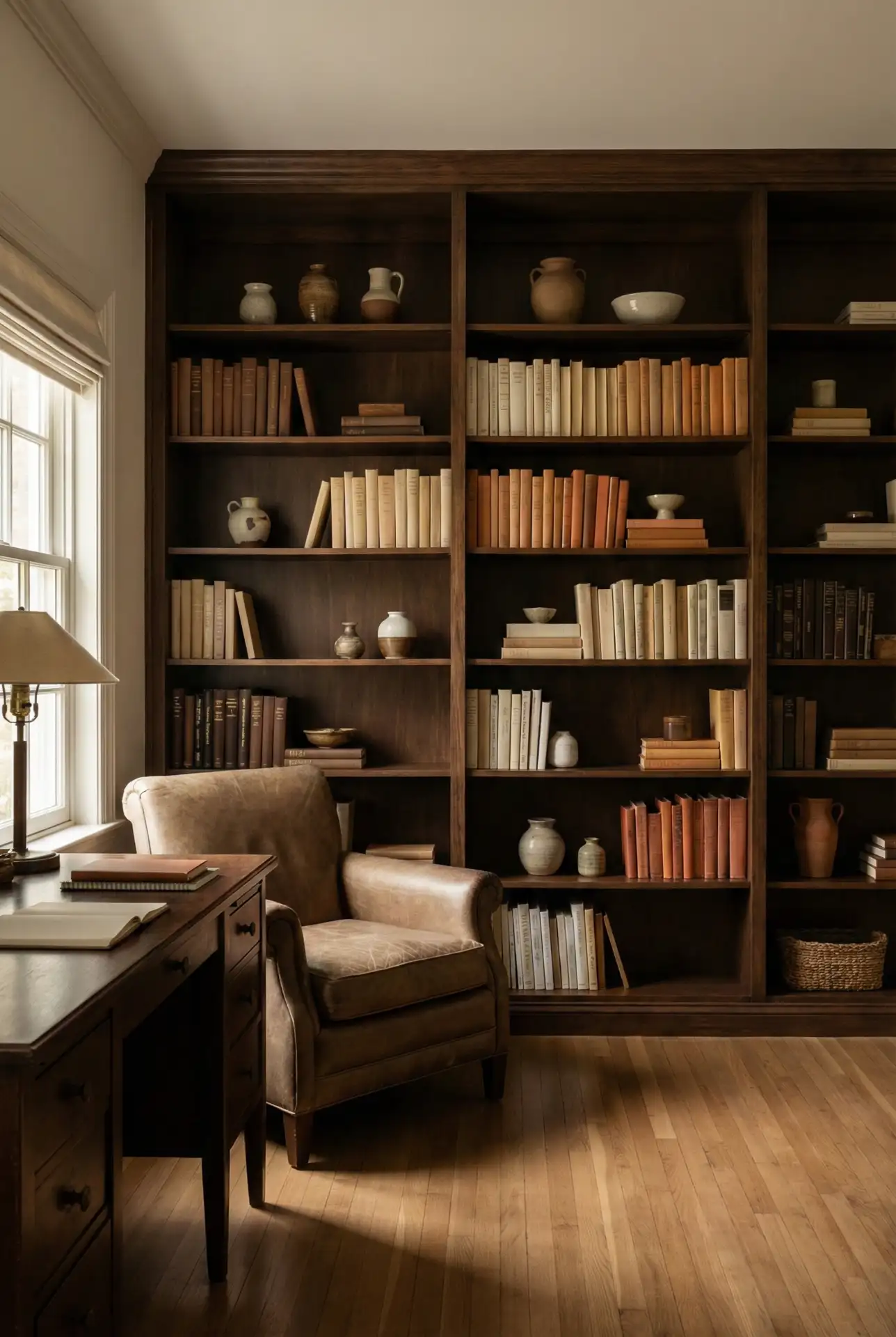 Cozy Classic Office With Reading Shelves 1