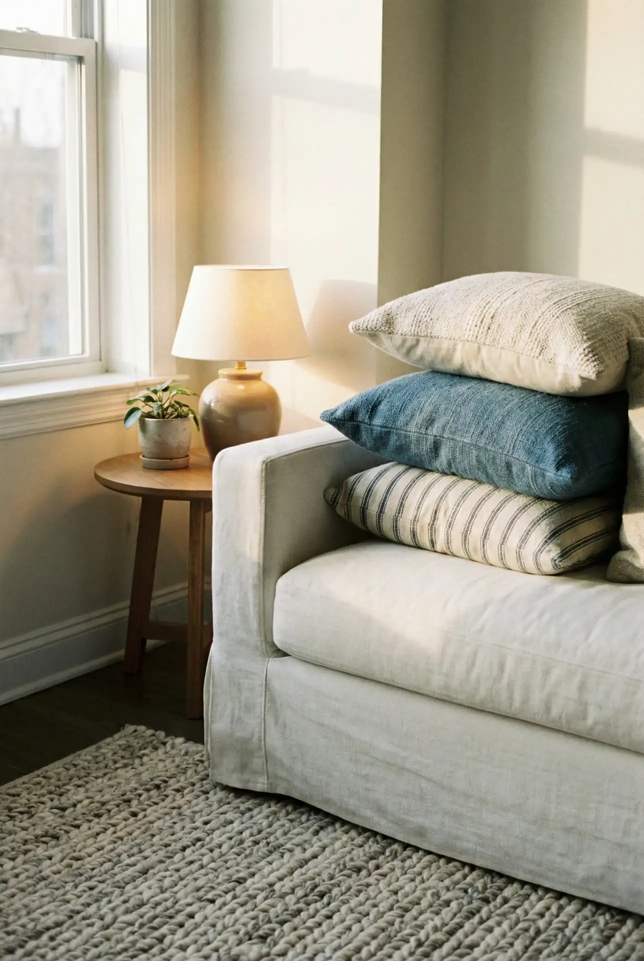 Cozy Modern Living Room With Slipcovered Seating 2