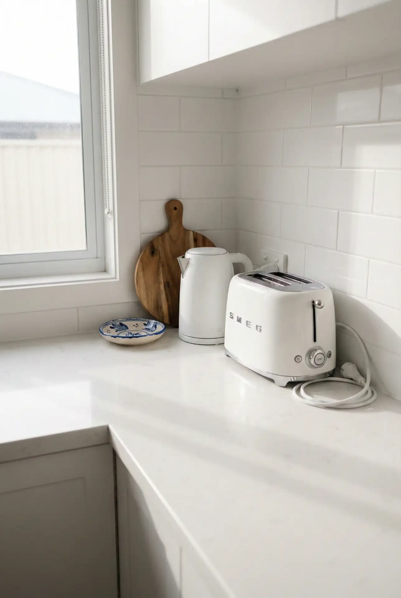 Cute White Counter Styling With Everyday Appliances Hidden In Plain Sight 1