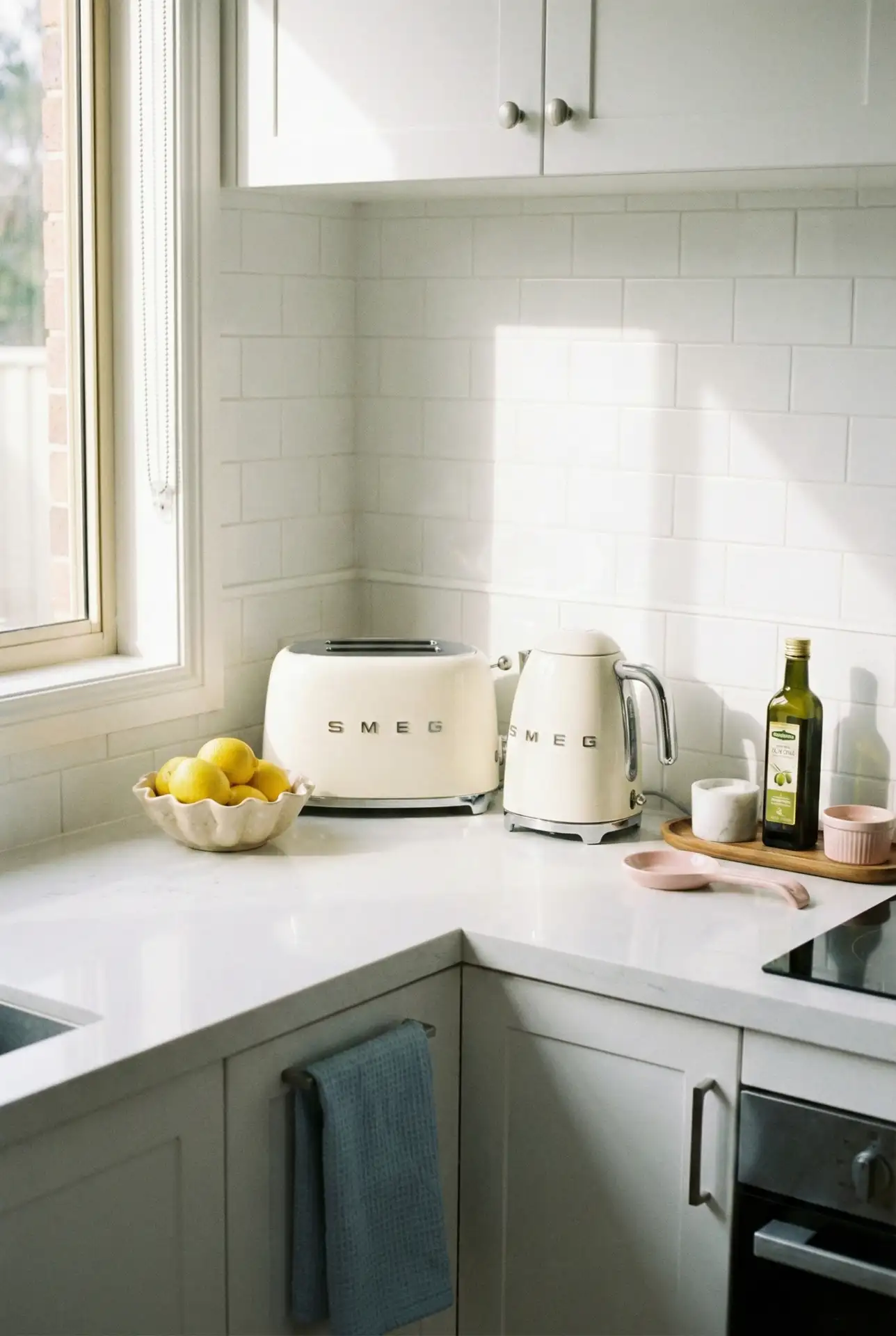 Cute White Counter Styling With Everyday Appliances Hidden In Plain Sight 2