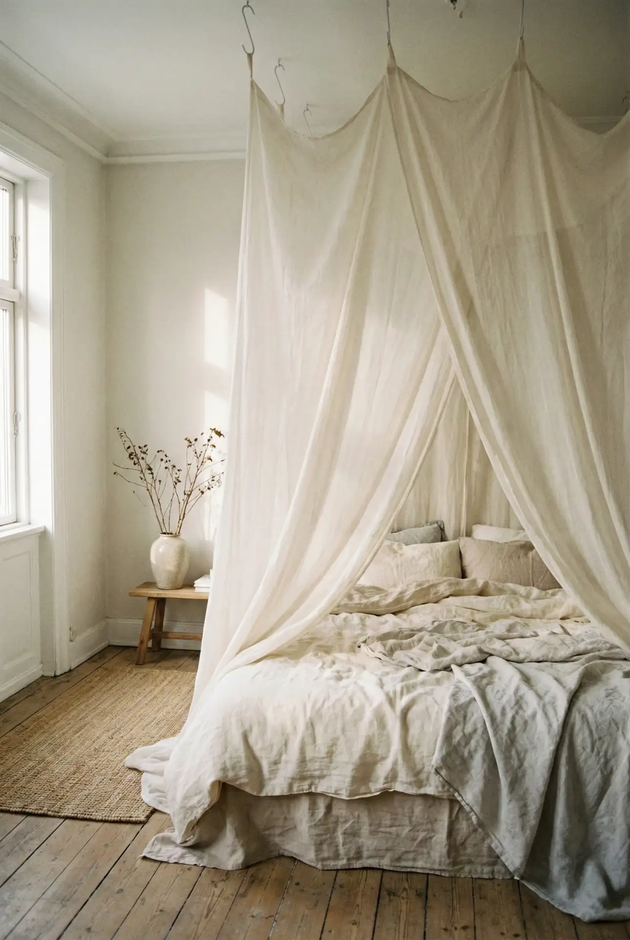 DIY Canopy Illusion With Ceiling Hooks 2