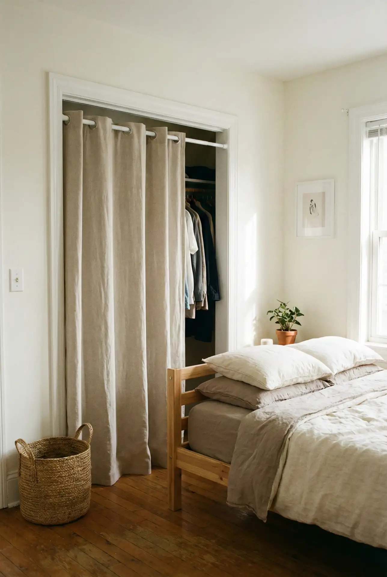 DIY Closet Curtain Hack For Cleaner Bedroom Photos 1