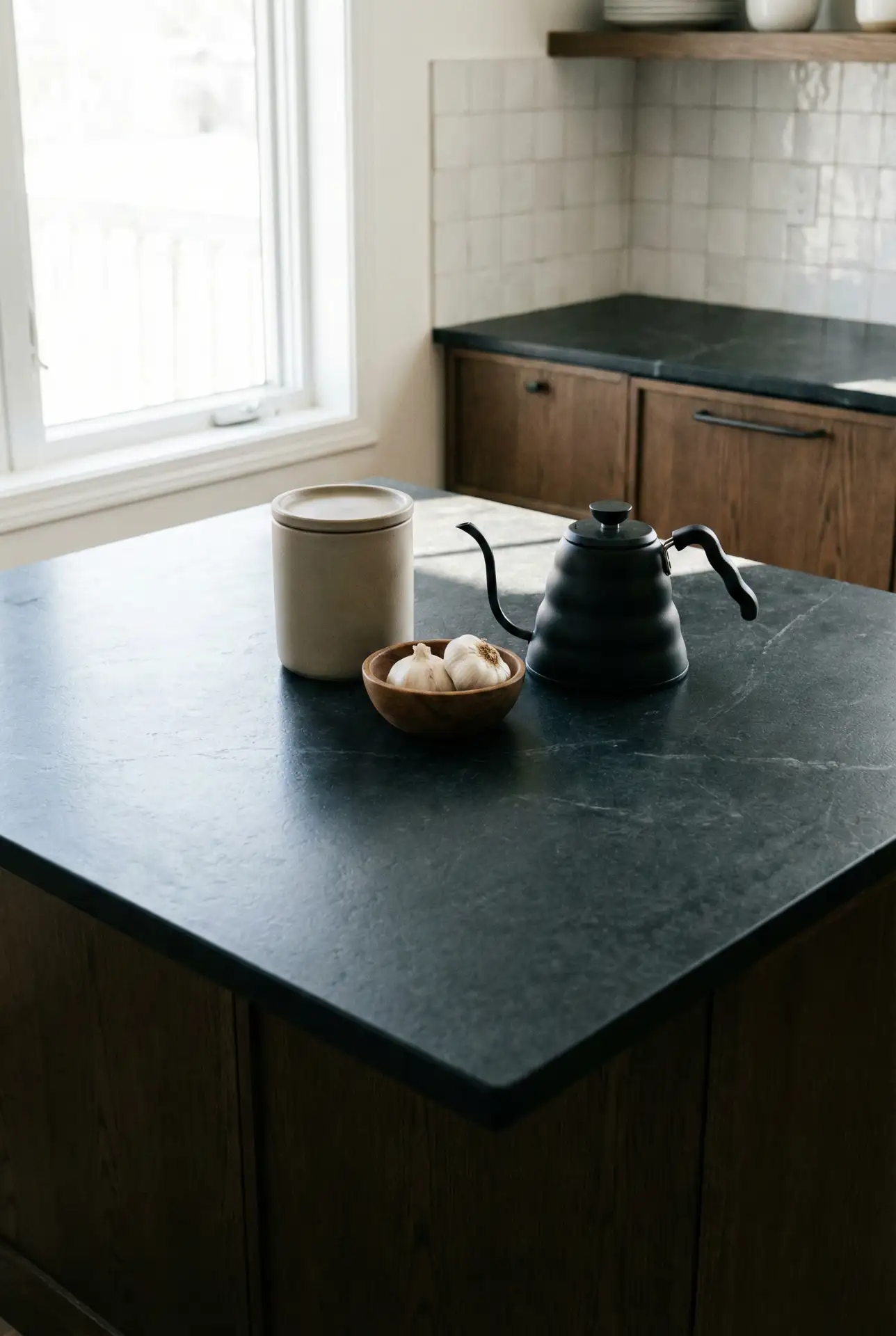 Dark Countertop Island Styling With A Functional Cluster 2