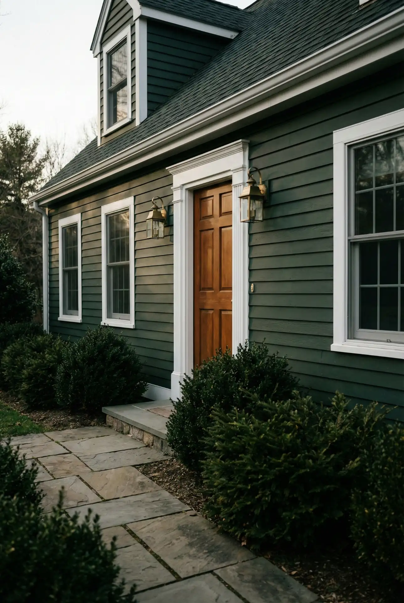 Dark Green Cottagecore Cape With Warm Wood 1