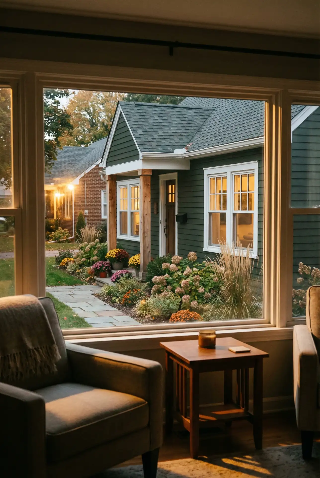 Dark Green Cottagecore Cape With Warm Wood 2