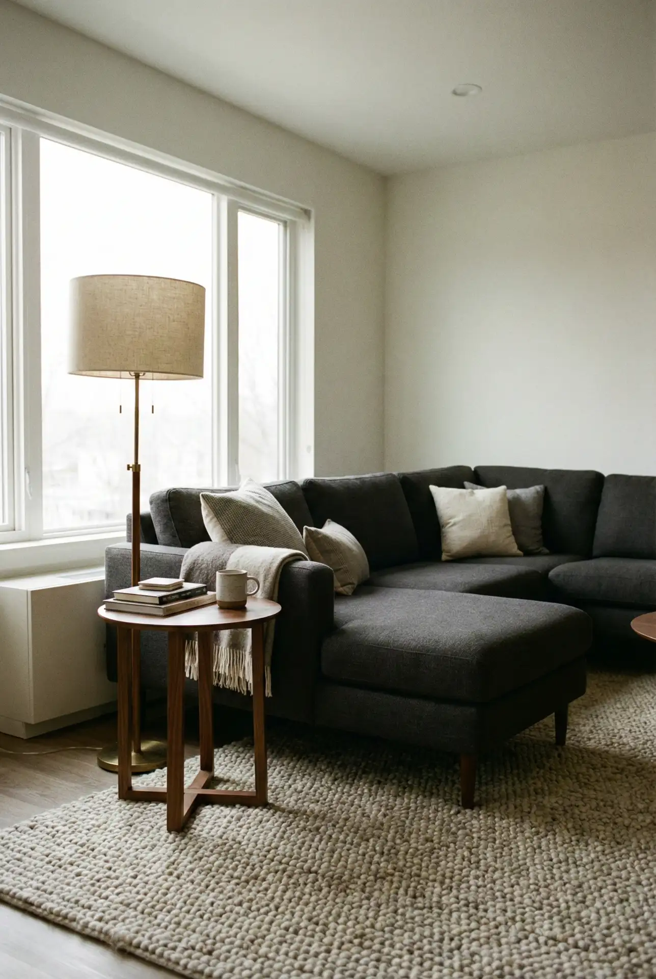 Dark-Grey Sectional With A Cozy Reading Corner End 2