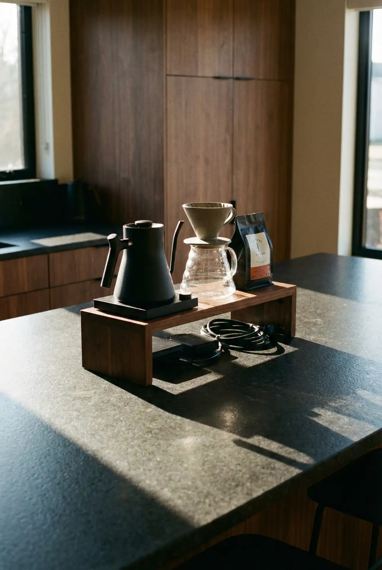 Dark Modern Coffee Shelf Effect With Countertop Clarity 1