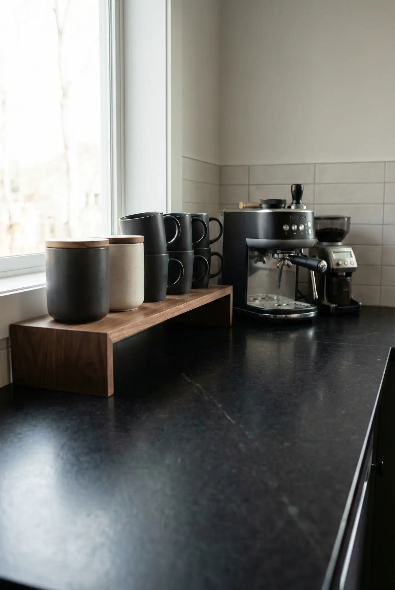 Dark Modern Coffee Shelf Effect With Countertop Clarity 2