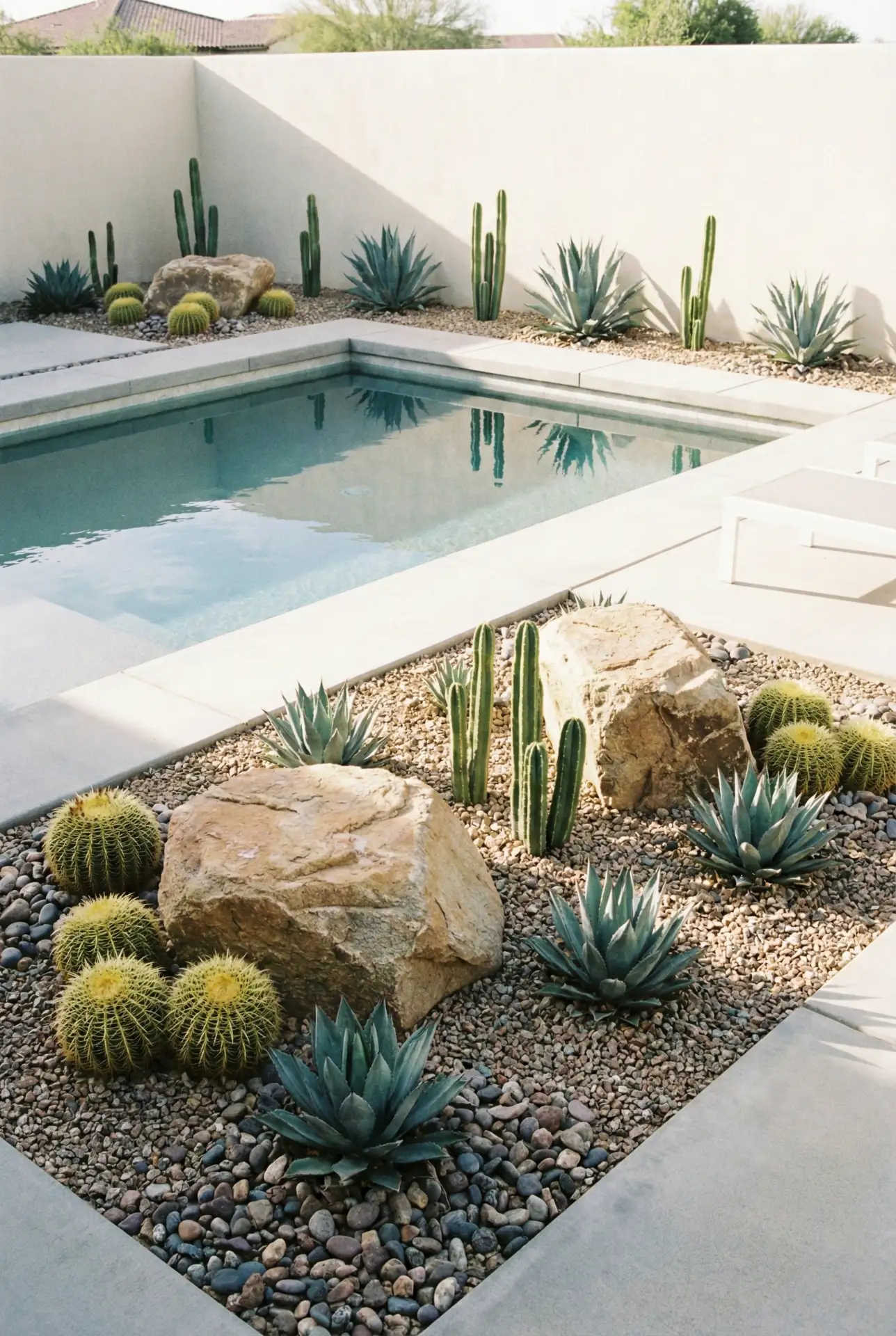 Desert Boulders And Cactus Bed For A Sculptural Look 2