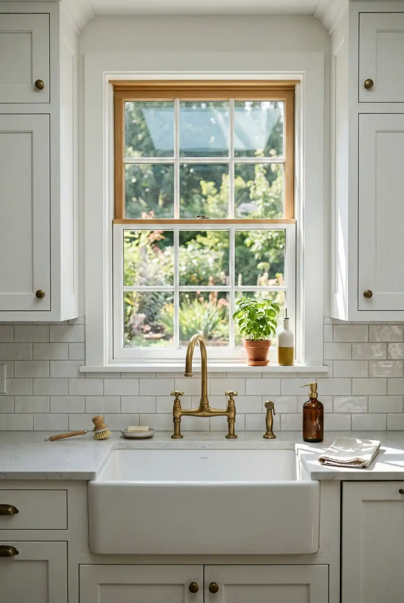 Double-Hung Window With Extended Sink Backsplash Frame 1