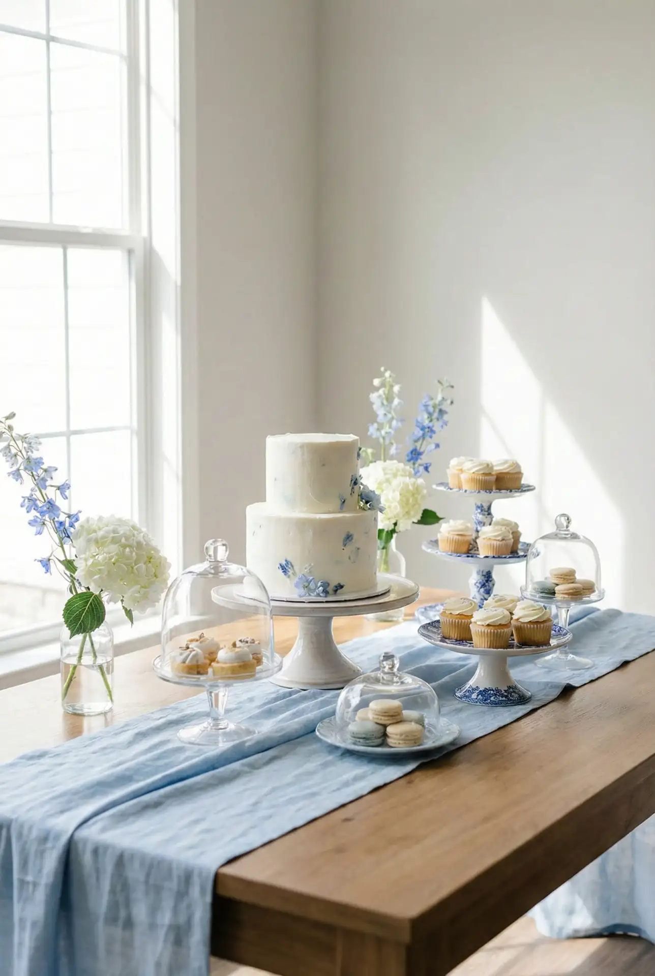 Elegant Blue Dessert Display Table 2