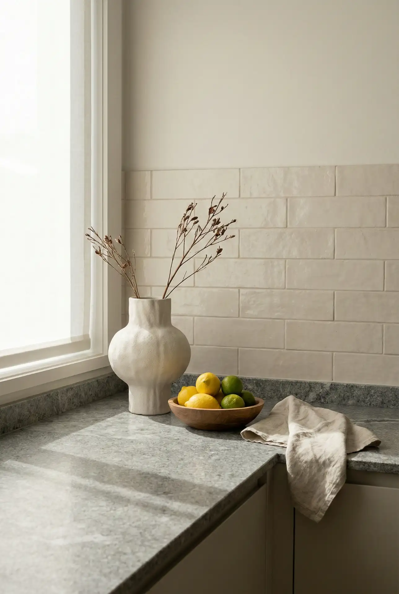 Elegant Grey Granite Styling With A Single Statement Piece 1