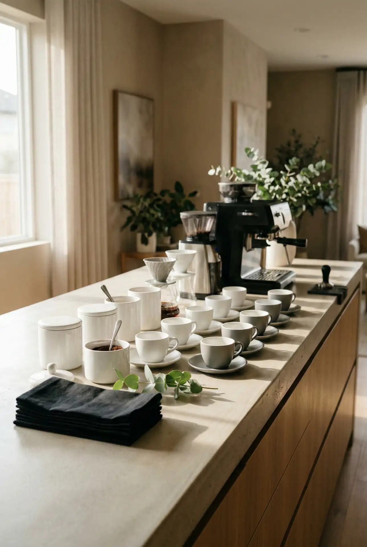 Elegant White-and-Black Wedding Coffee Bar 2