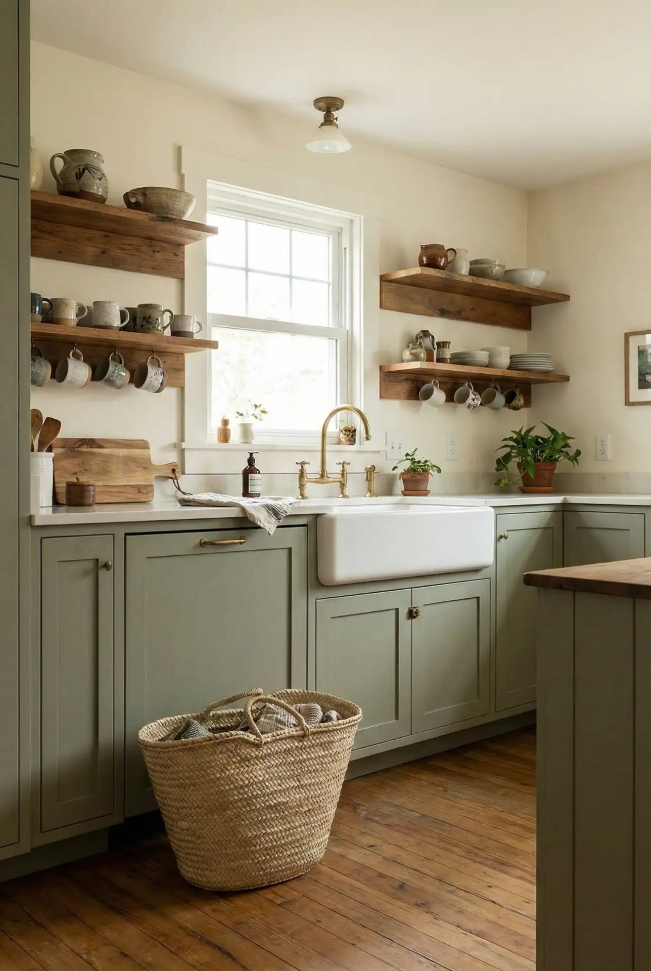 Farmhouse Sage With Apron Sink And Mixed Woods 1