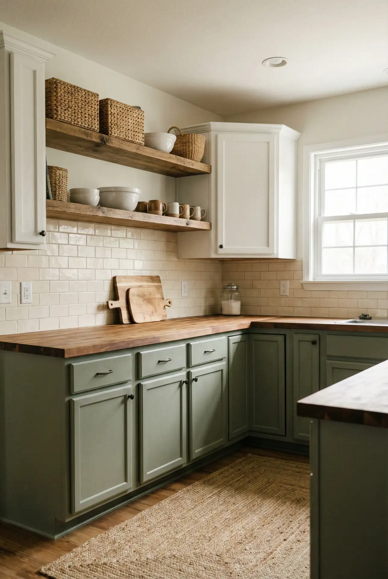 Farmhouse Sage With White And Wood Layering 1