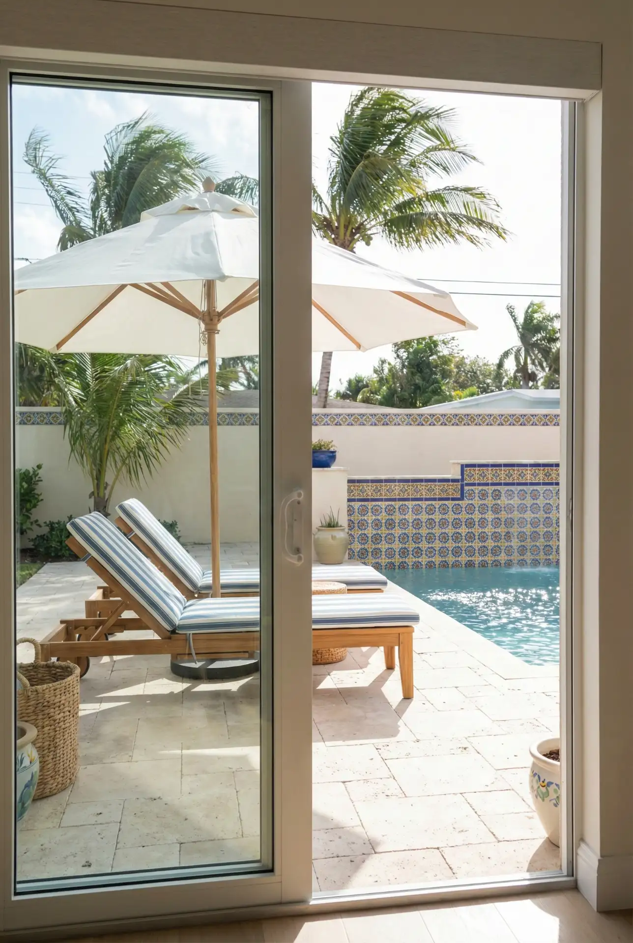 Florida-Inspired Poolside Shade With Bright Tile Accents 2
