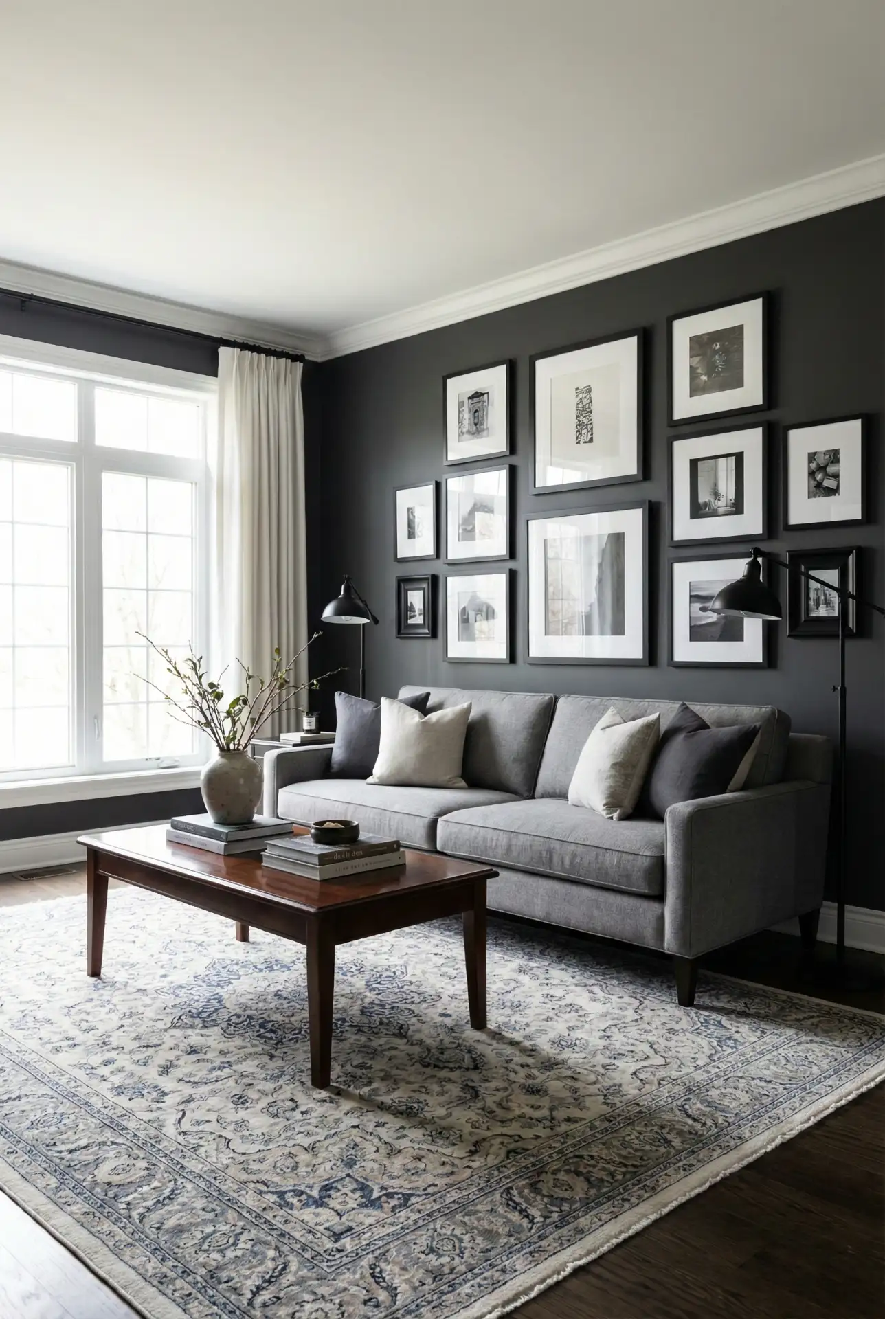 Formal Grey And Black Palette With A Gallery-Style Art Wall 1