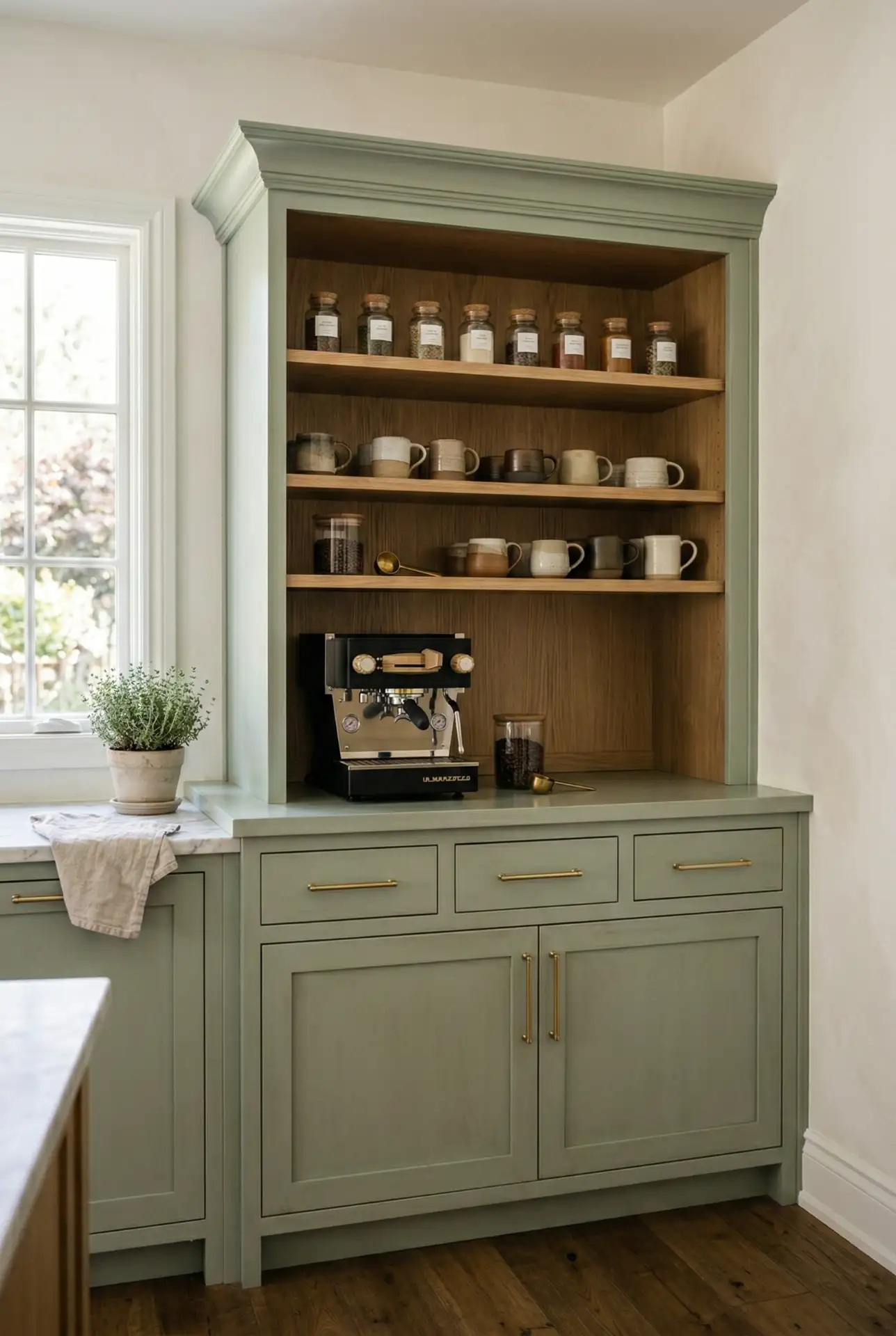 Freestanding Pantry Cabinet with Coffee Bar 1