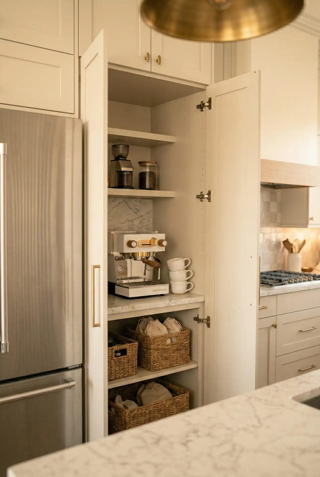 Freestanding Pantry Cabinet with Coffee Bar 2