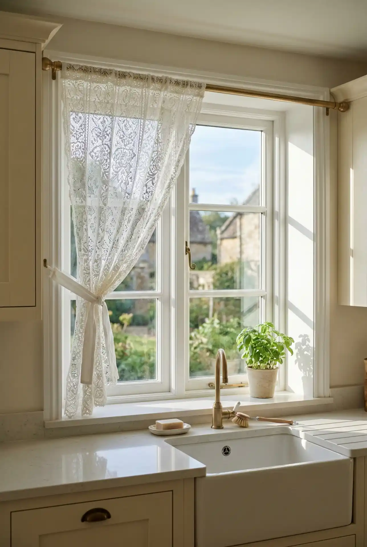 French Country Lace Panel With A Bright White Frame 1