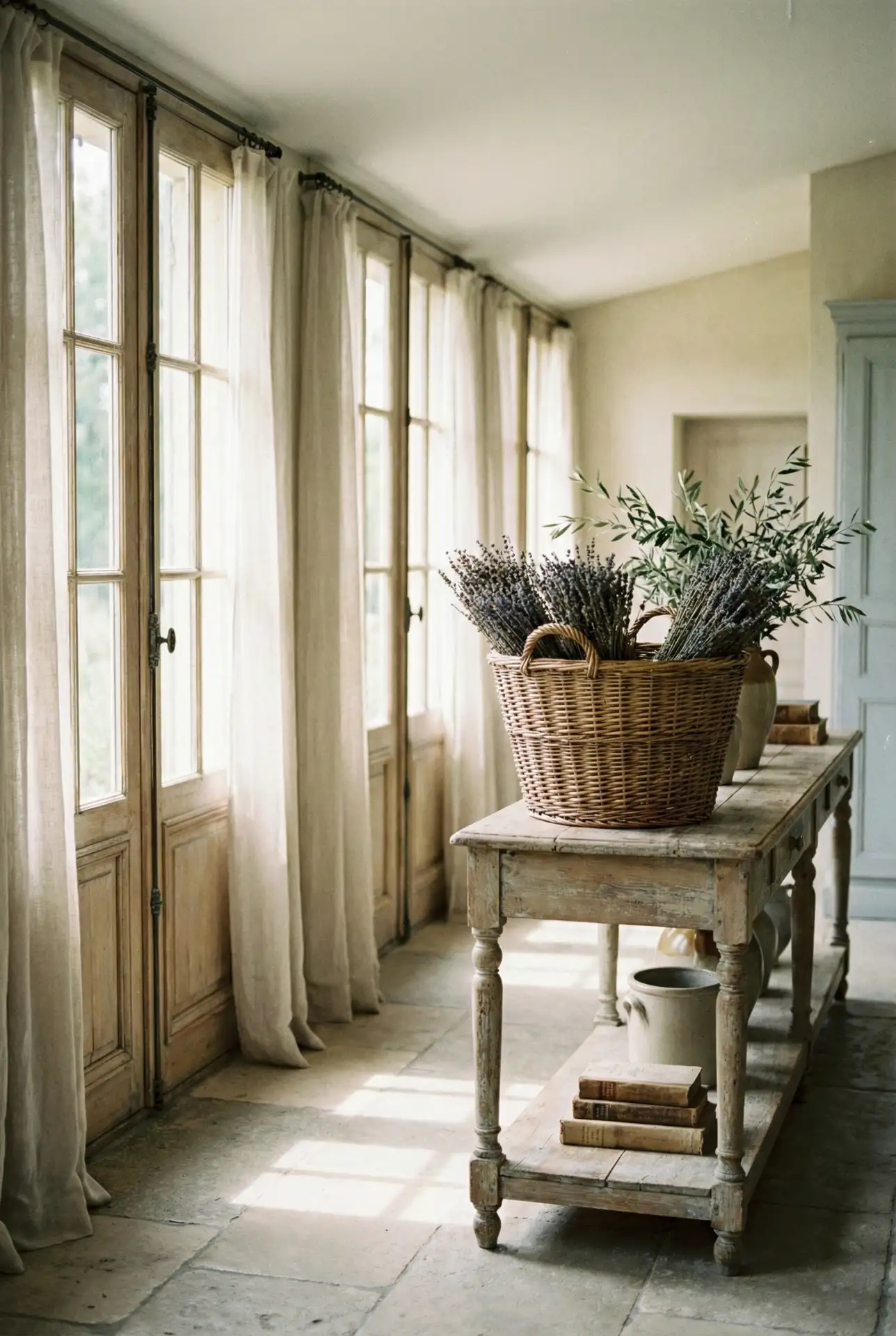 French Country Sunroom With French Doors 2