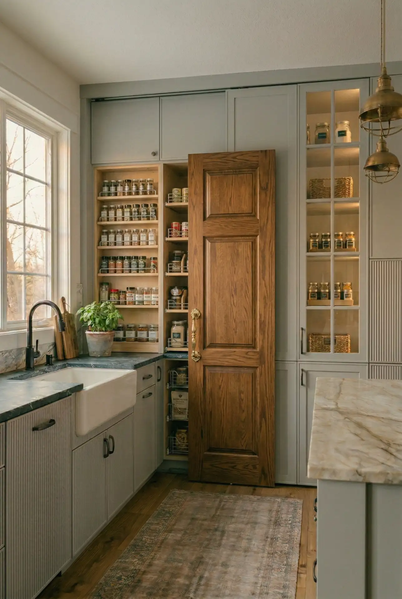 French Swinging Wooden Pantry Door 2