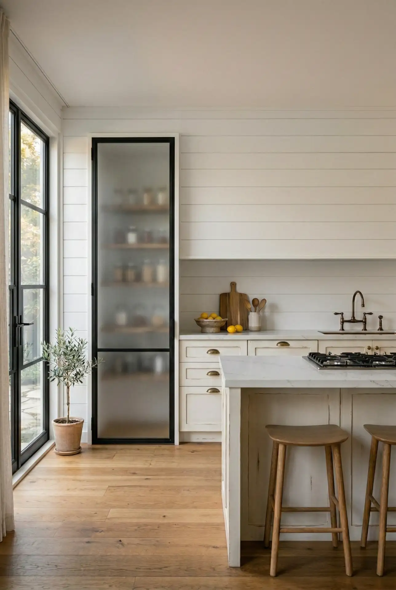 Frosted Glass Swinging Pantry Door 1