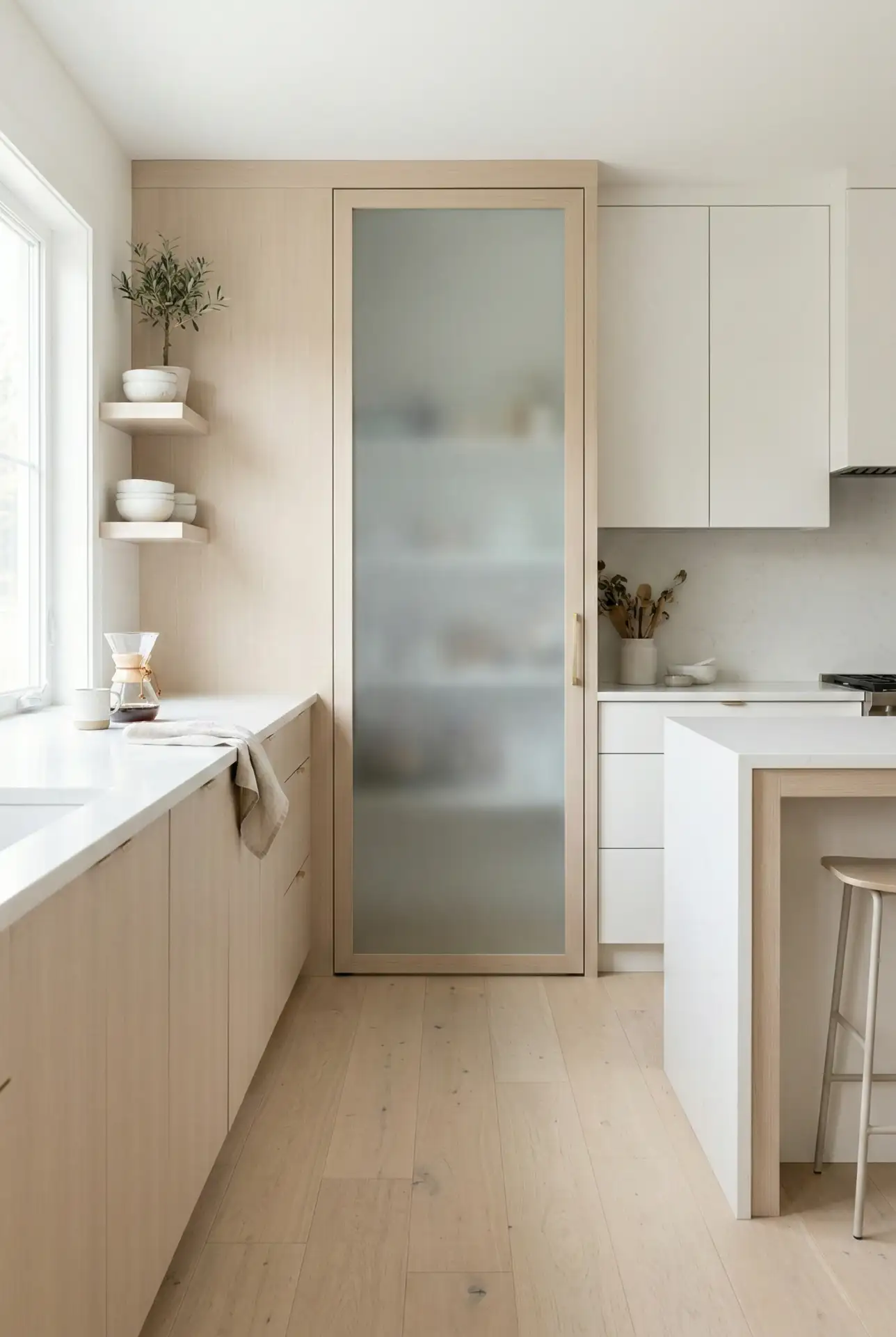 Frosted Glass Swinging Pantry Door 2