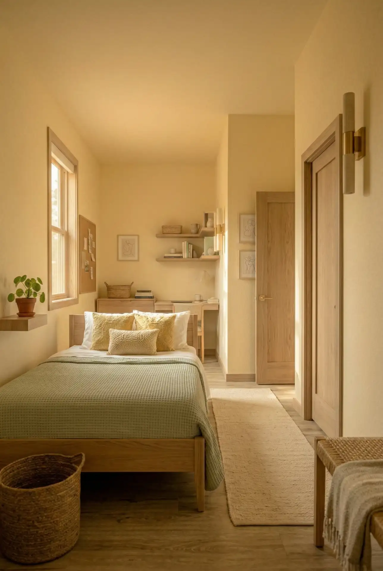 Full-Size Bed With Bathroom Door Protection 1