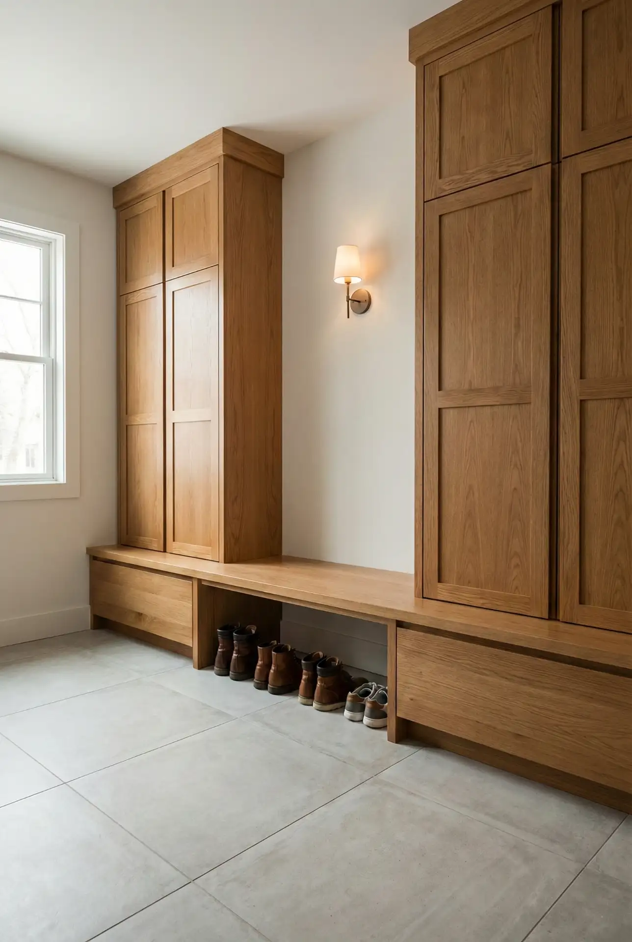 Garage Entry Locker Wall With Durable Flooring 2