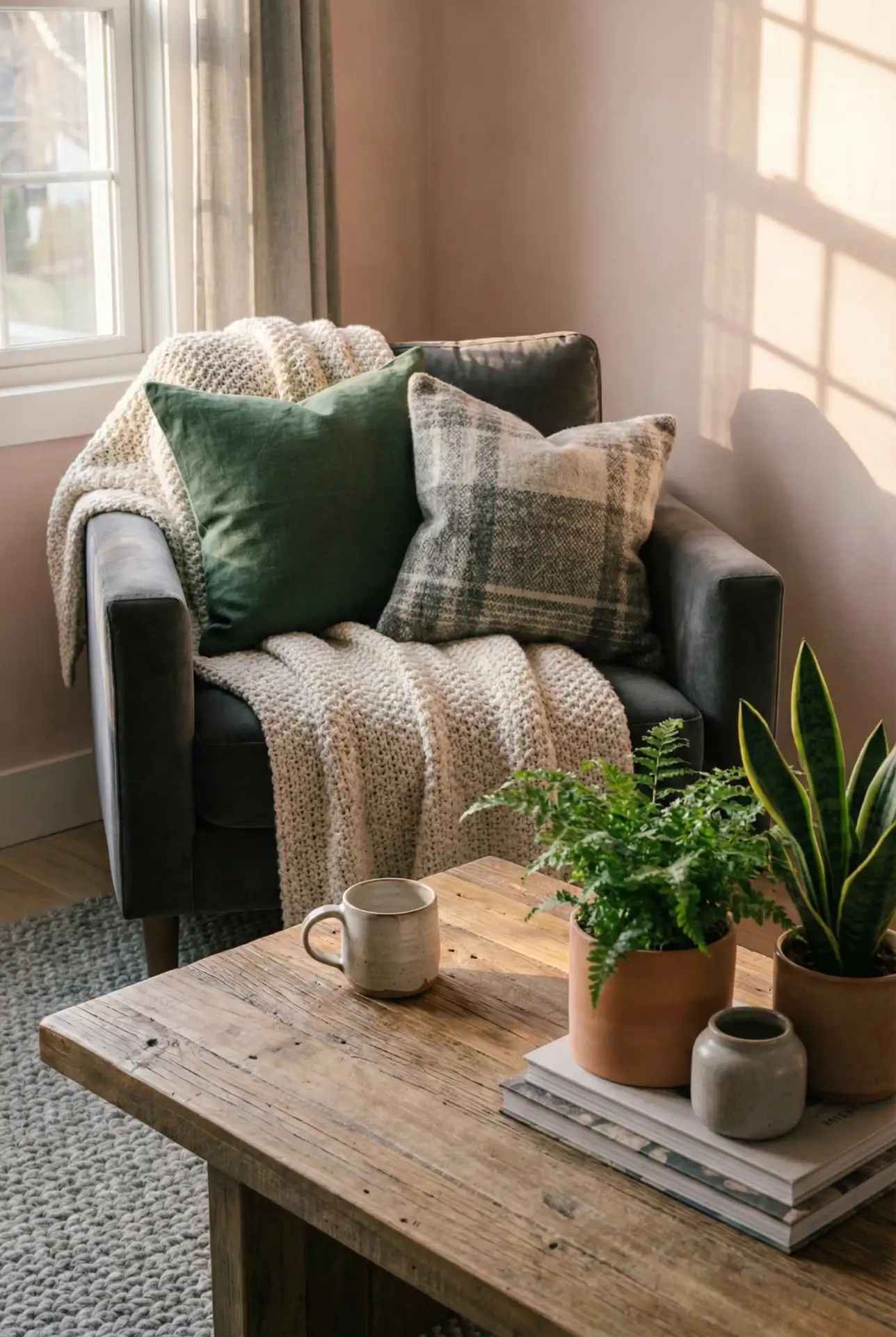 Green And Grey With Natural Wood Warmth 1