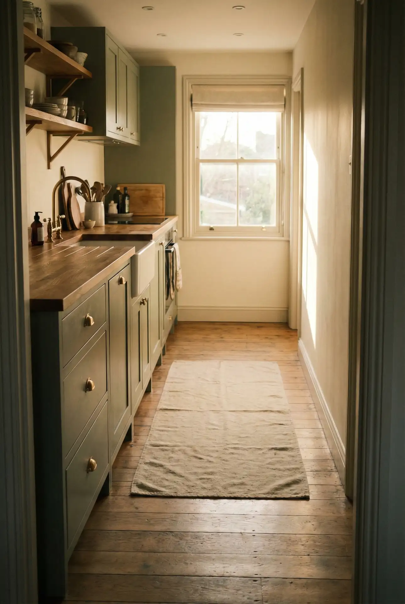Green And Wood Balance In A Calm Narrow Galley 2