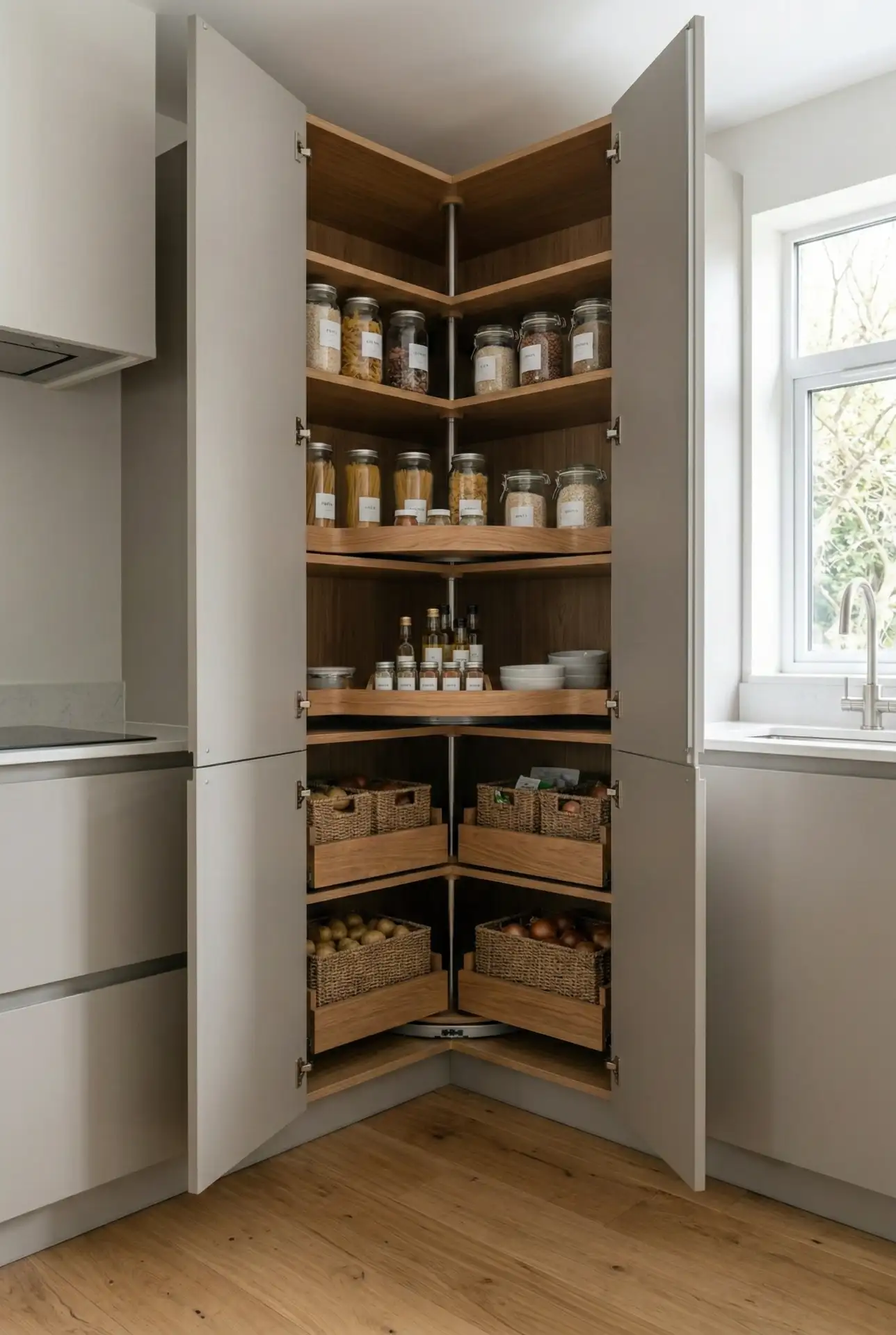 Green Corner Pantry Cabinet Upgrade 2