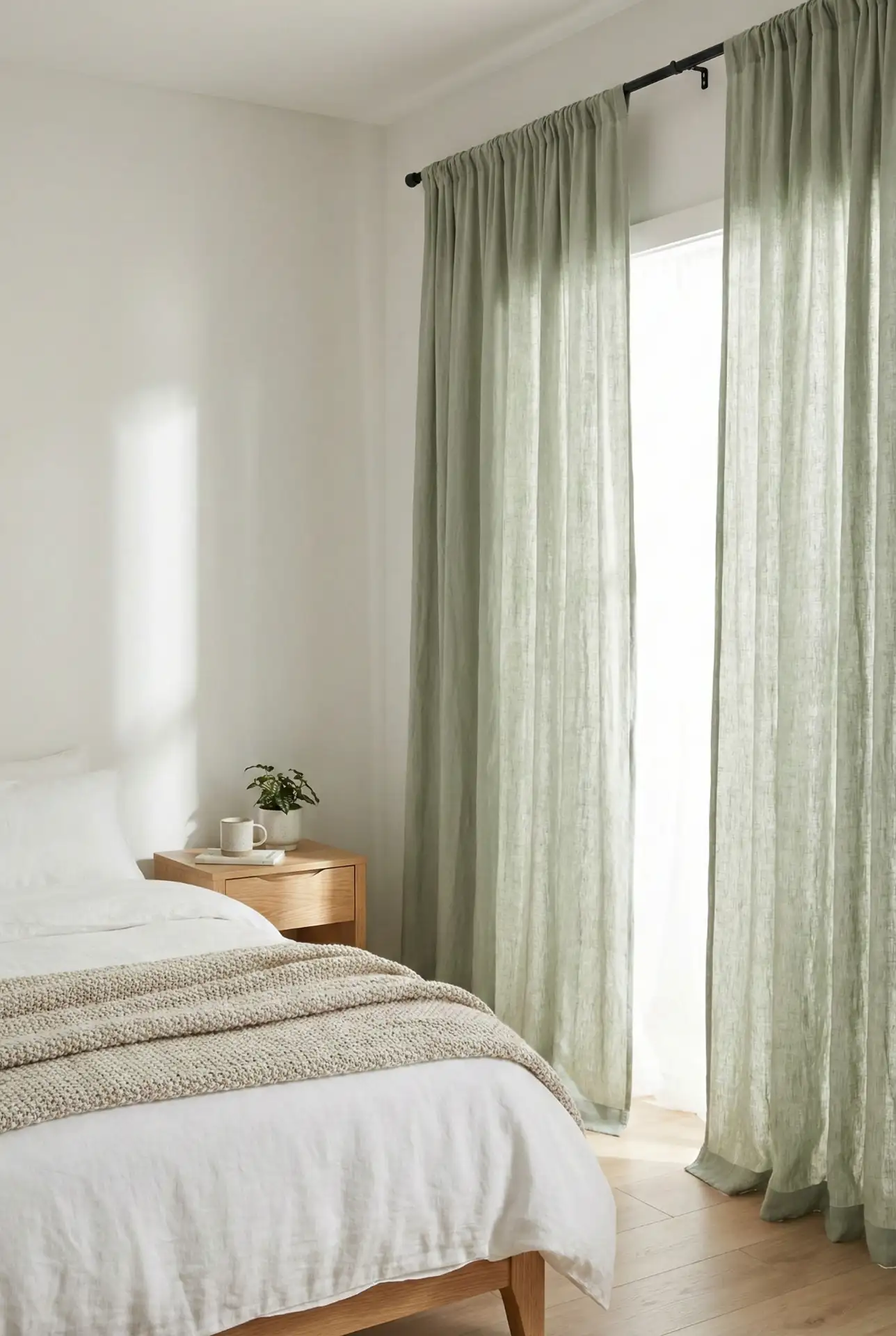 Green Linen Curtains For A Fresh, Quiet Accent 1