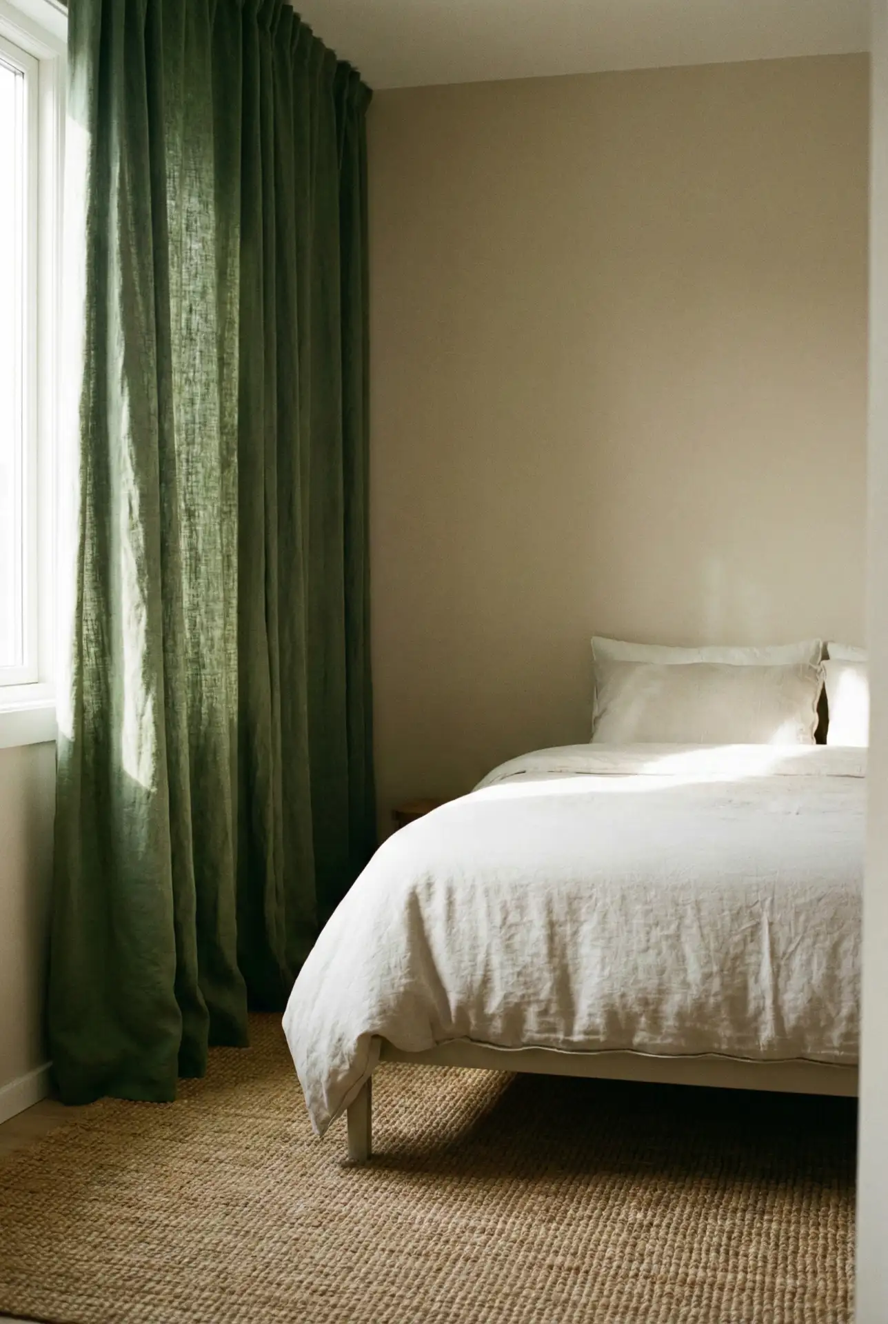 Green Linen Curtains For A Fresh, Quiet Accent 2