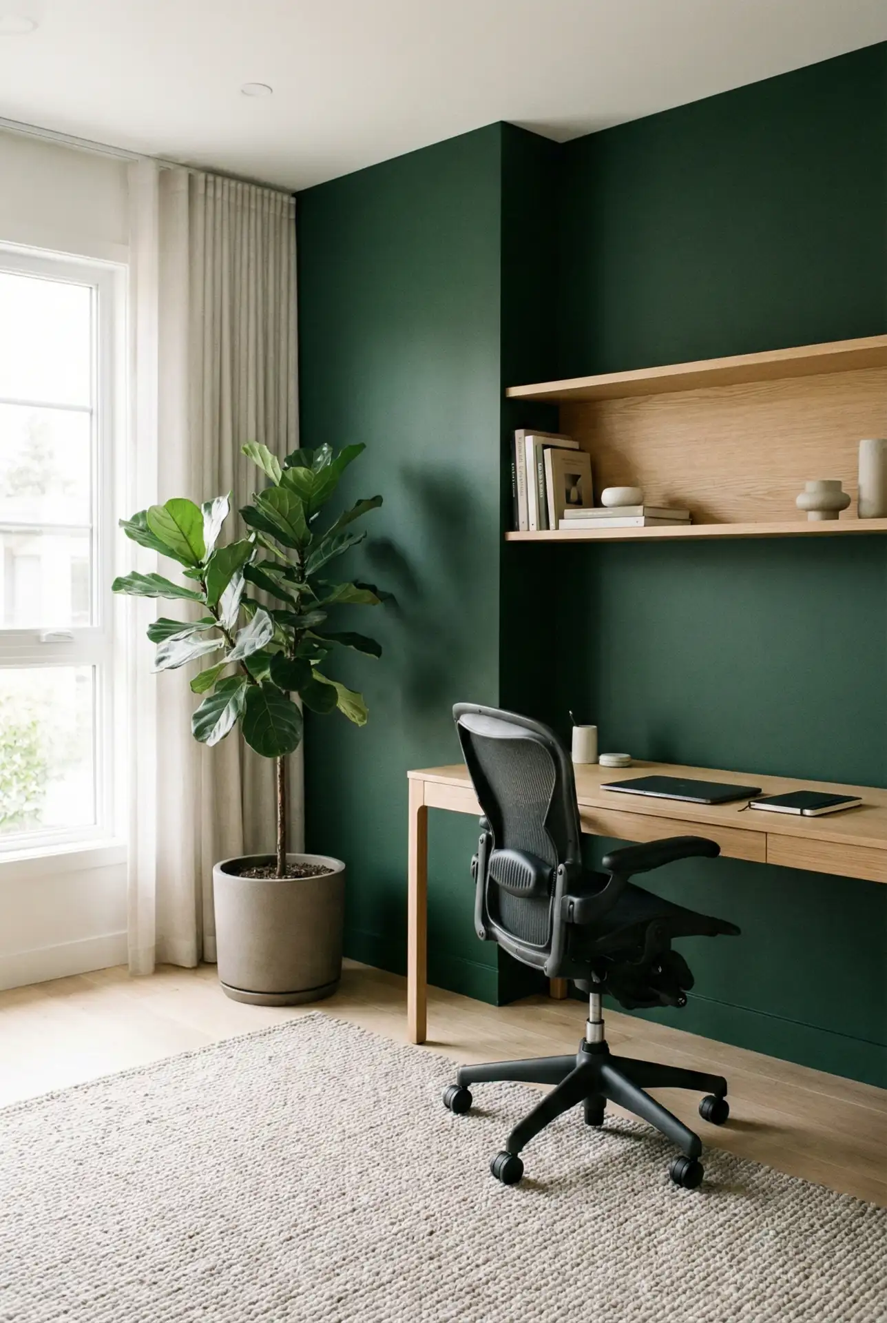 Green Modern-Minimalist Office With Biophilic Touches 1