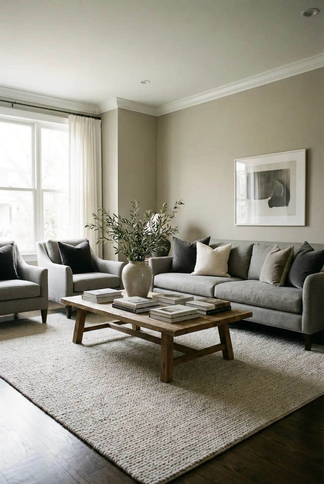 Grey And Neutral Mix With A Pottery Barn-Inspired Oversized Rug 1