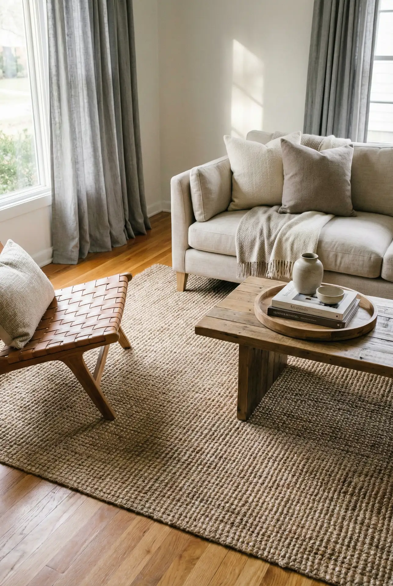 Grey And Neutral Mix With A Pottery Barn-Inspired Oversized Rug 2